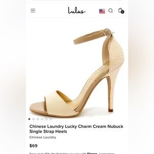 Chinese Laundry Lucky Charm Cream Nubuck Single Strap Heel
